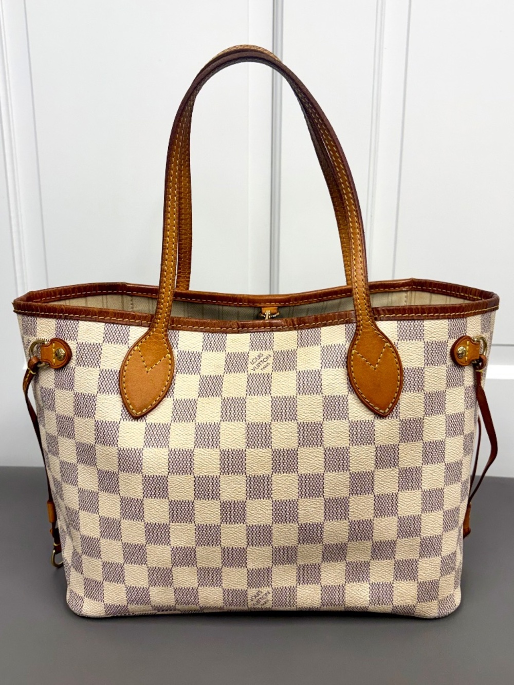 Louis Vuitton Neverfull PM Damier Azur Canvas & Vachetta Leather
